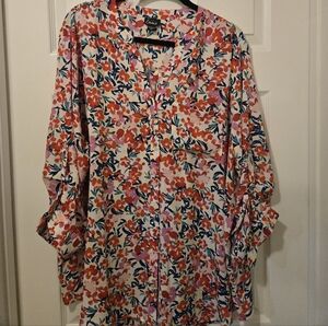 Simply Emma Floral Blouse - Pink, Red, and Blue